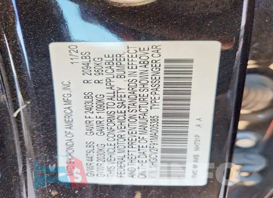 1HGCV2F91MA005385 Photo# 12