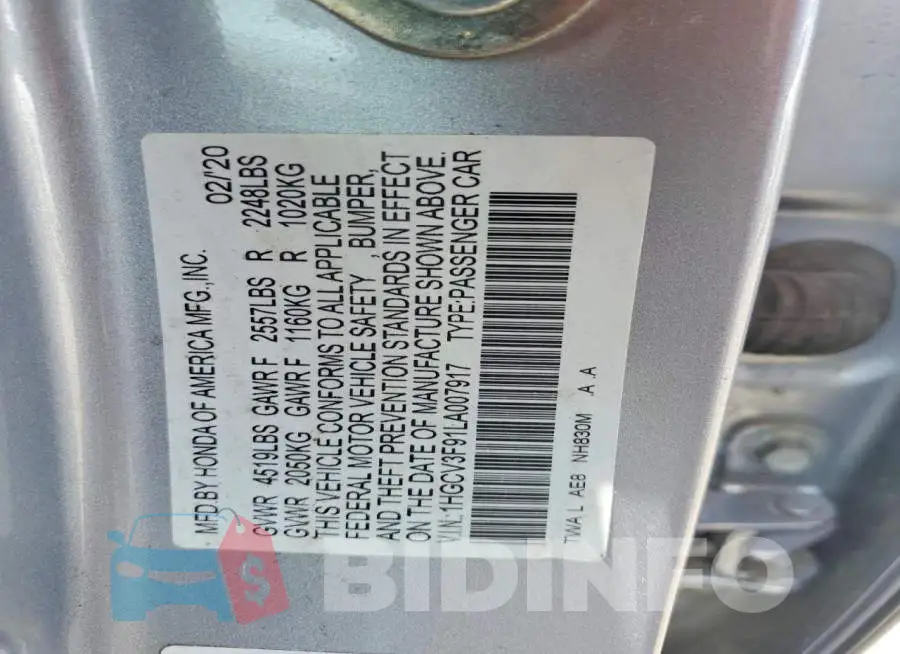 1HGCV3F91LA007917 Photo# 12