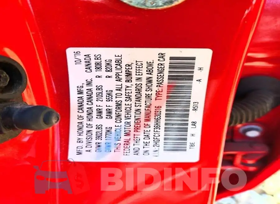 2HGFC1F36HH630316 Photo# 12