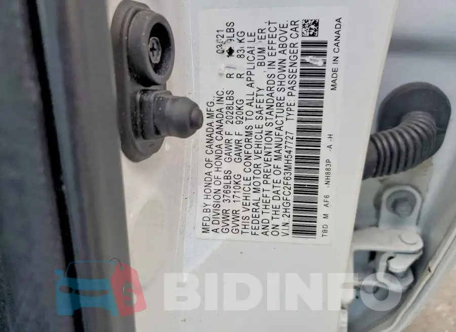 2HGFC2F63MH547727 Photo# 12