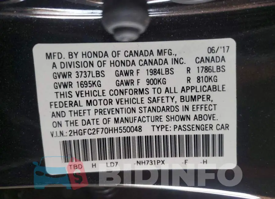 2HGFC2F70HH550048 Photo# 12