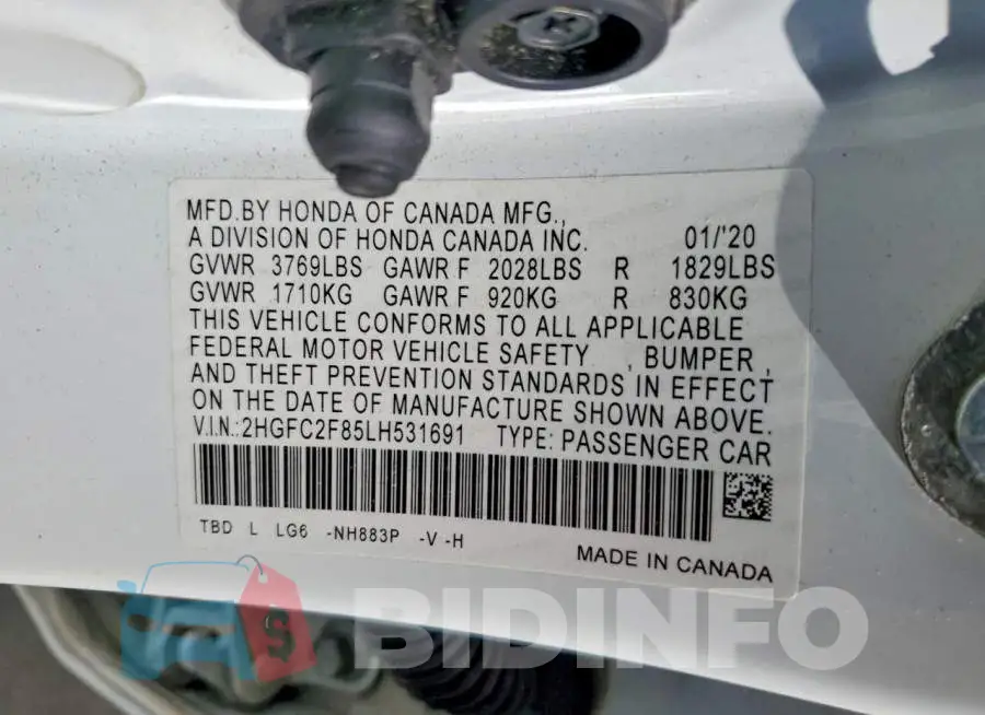 2HGFC2F85LH531691 Photo# 13