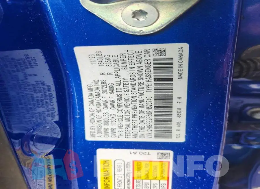 2HGFE2F56RH523740 Photo# 12