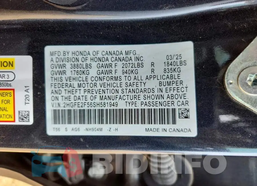 2HGFE2F56SH581949 Photo# 12