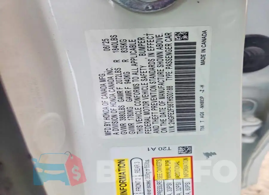 2HGFE2F56TH500188 Photo# 12