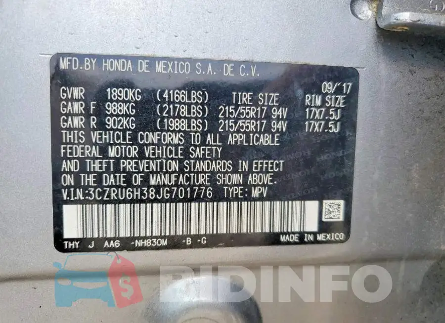 3CZRU6H38JG701776 Photo# 14