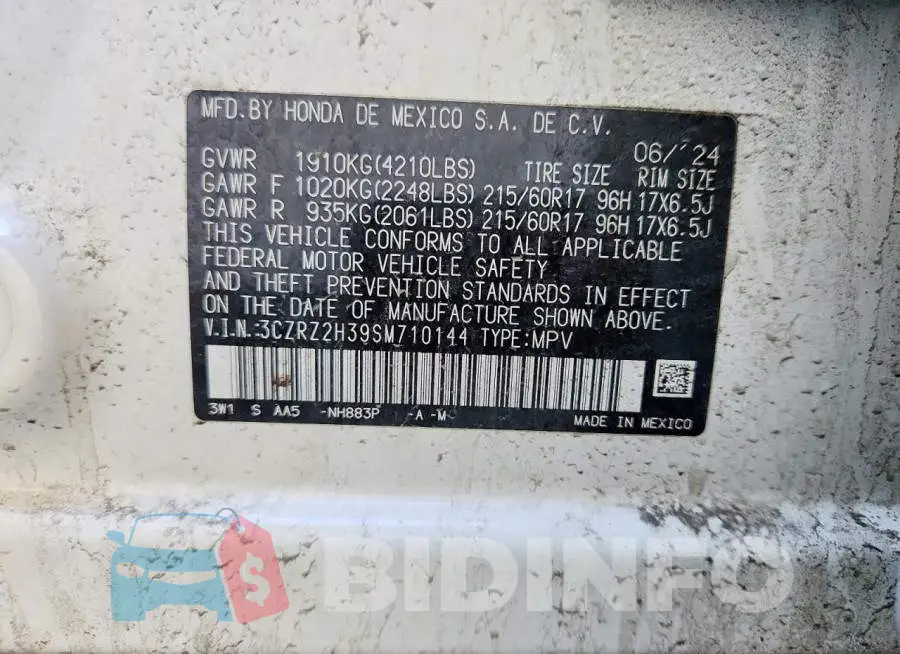 3CZRZ2H39SM710144 Photo# 13