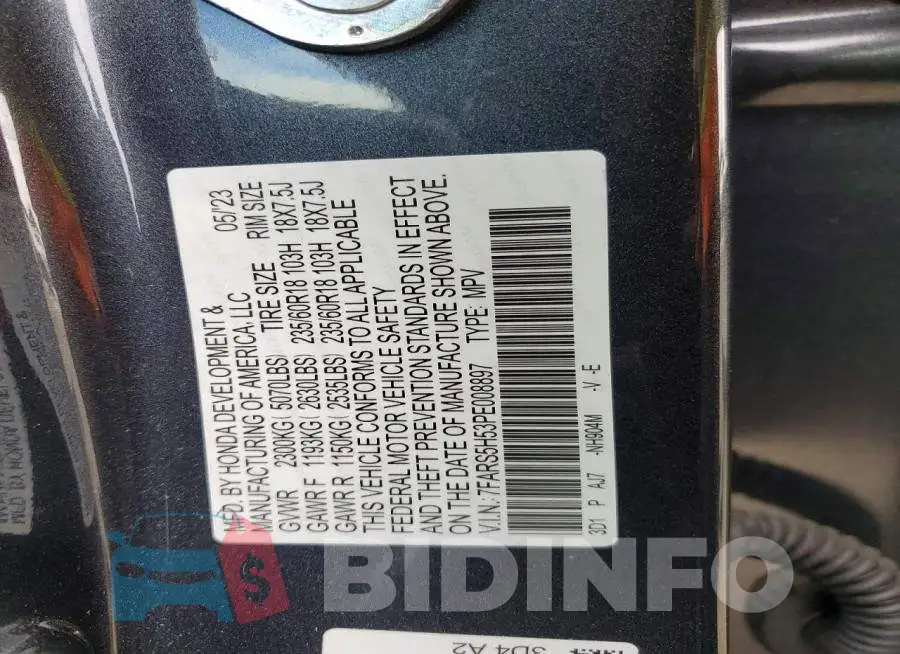 7FARS5H53PE008897 Photo# 12