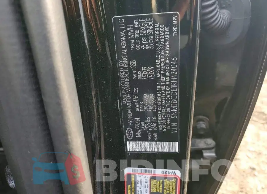5NMJBCDE1RH424046 Photo# 14