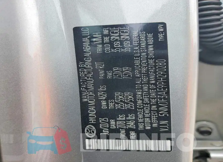 5NMJF3AE9PH290280 Photo# 13