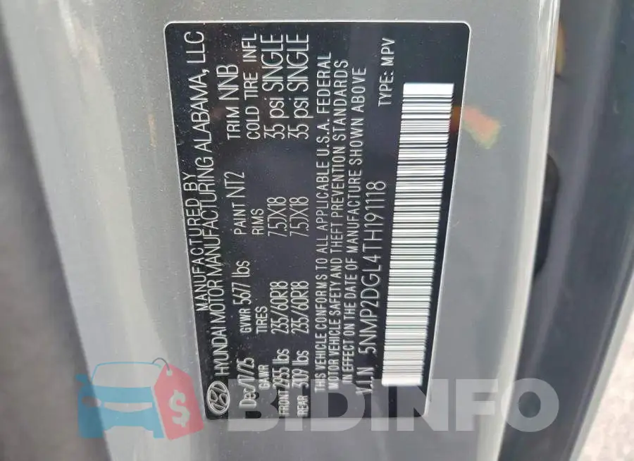 5NMP2DGL4TH191118 Photo# 14
