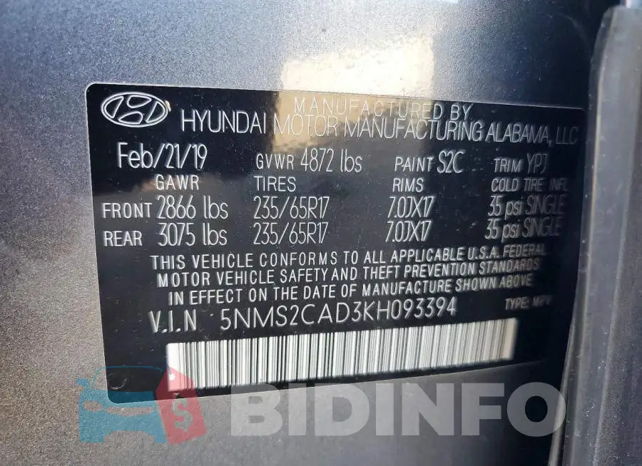 5NMS2CAD3KH093394 Photo# 12