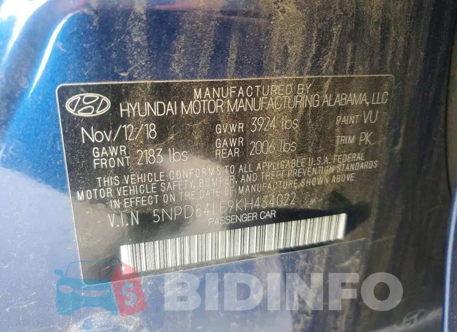 5NPD84LF9KH434022 Photo# 12