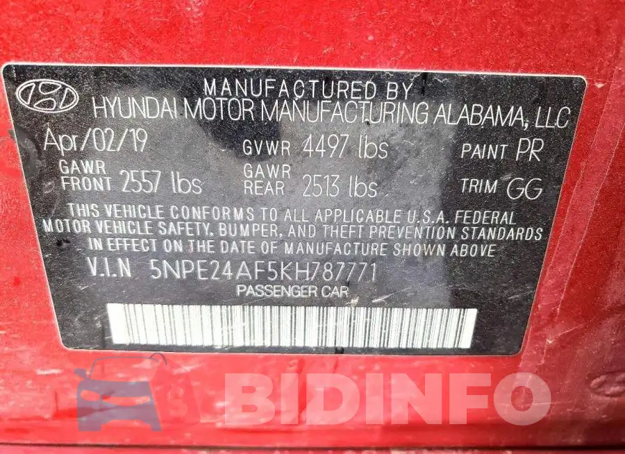 5NPE24AF5KH787771 Photo# 12