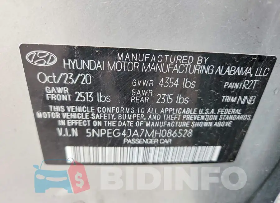5NPEG4JA7MH086528 Photo# 12