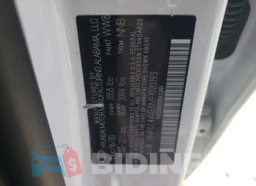 5NPLL4AG3MH020193 Photo# 13
