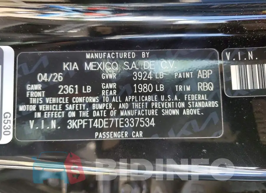 3KPFT4DE7TE337534 Photo# 13