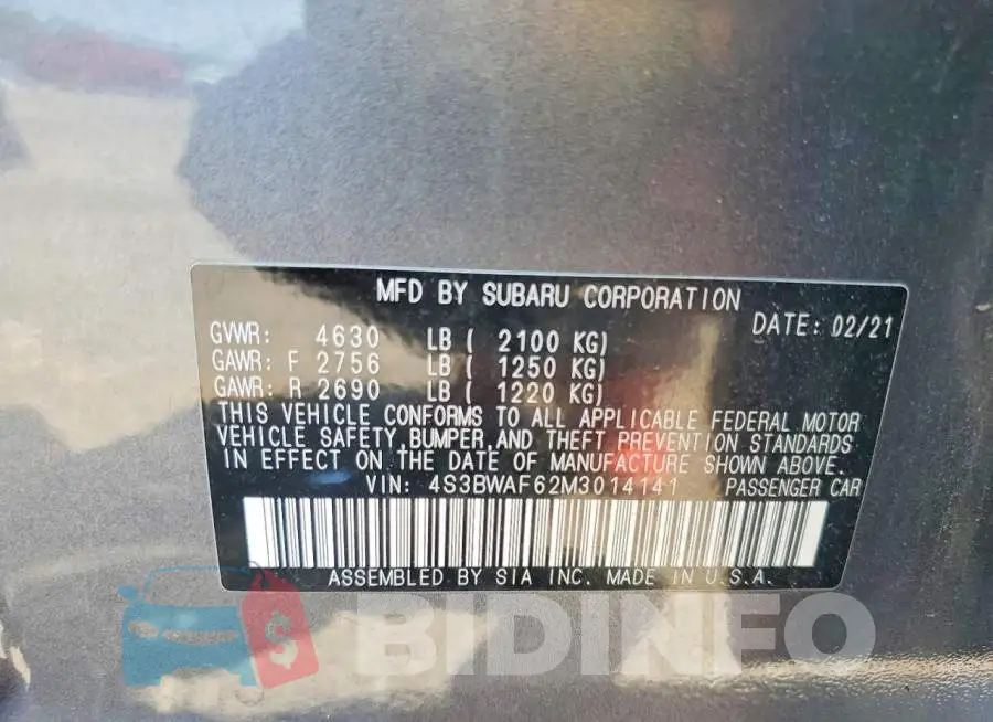4S3BWAF62M3014141 Photo# 12