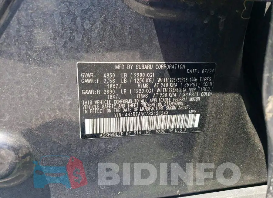 4S4BTANC7S3121243 Photo# 13