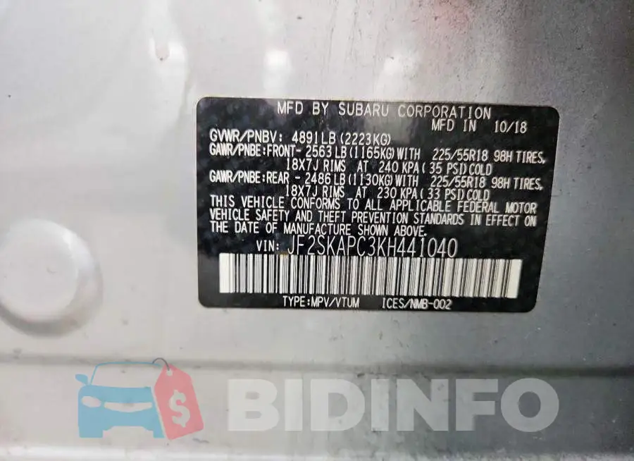 JF2SKAPC3KH441040 Photo# 13
