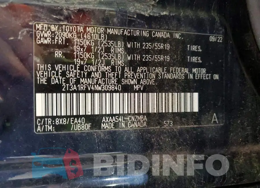 2T3A1RFV4NW309840 Photo# 13