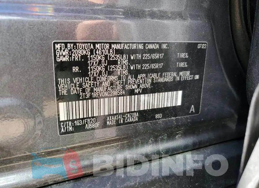 2T3F1RFV0NC298584 Photo# 12