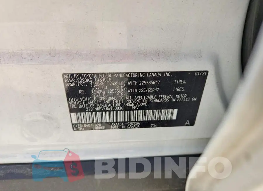 2T3F1RFV4RW450936 Photo# 12