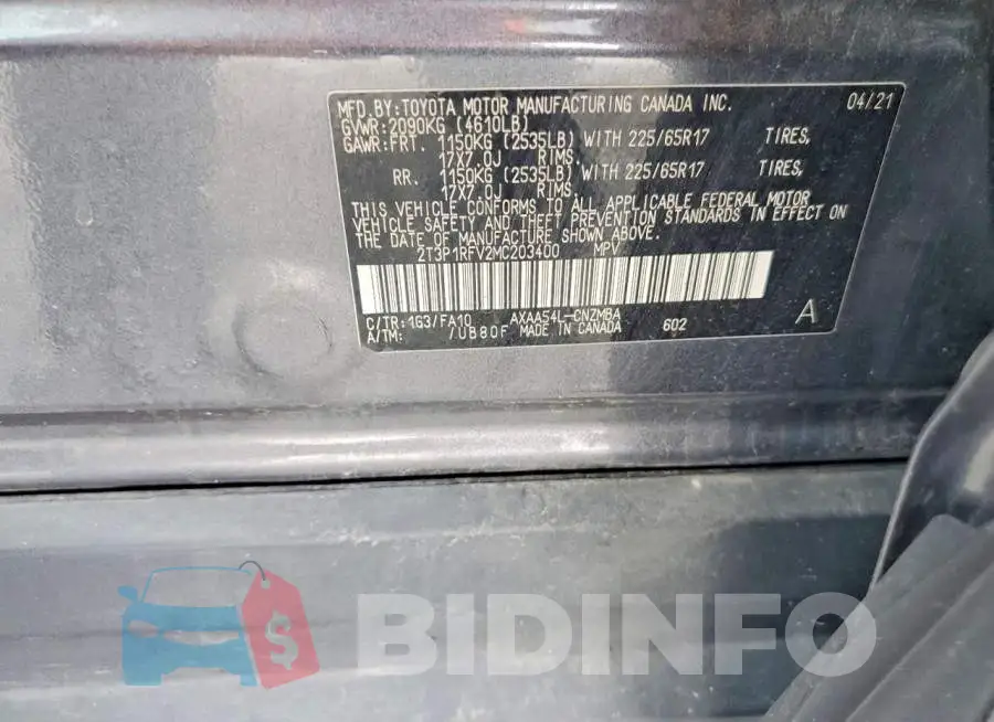 2T3P1RFV2MC203400 Photo# 13