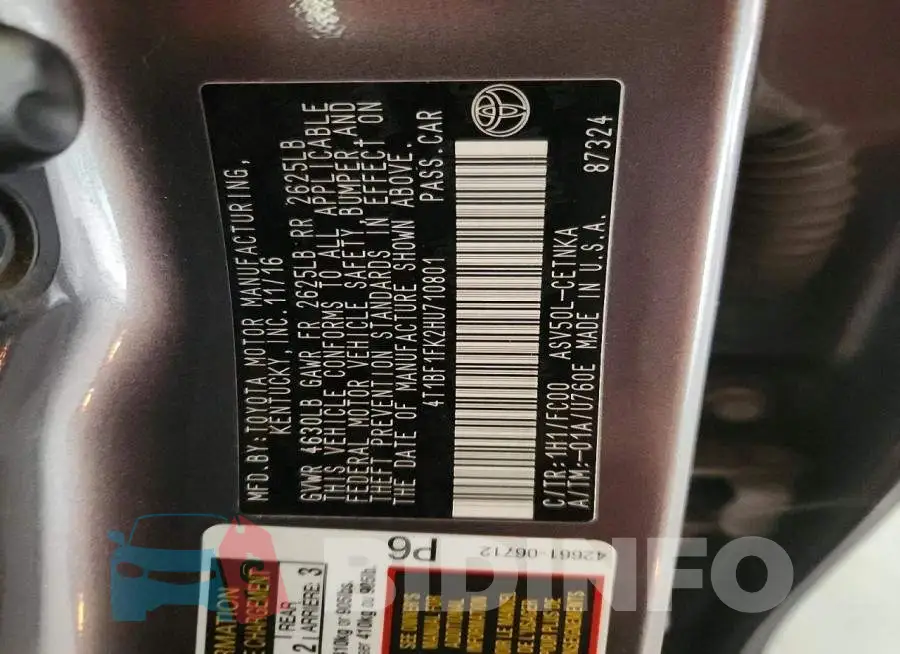4T1BF1FK2HU710801 Photo# 13