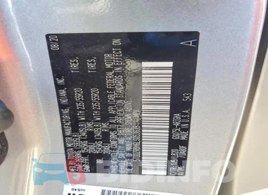 5TDDZRBH6LS053639 Photo# 12