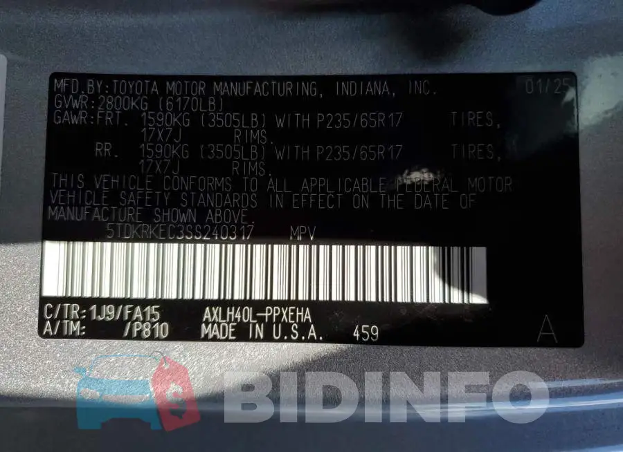 5TDKRKEC3SS240317 Photo# 14