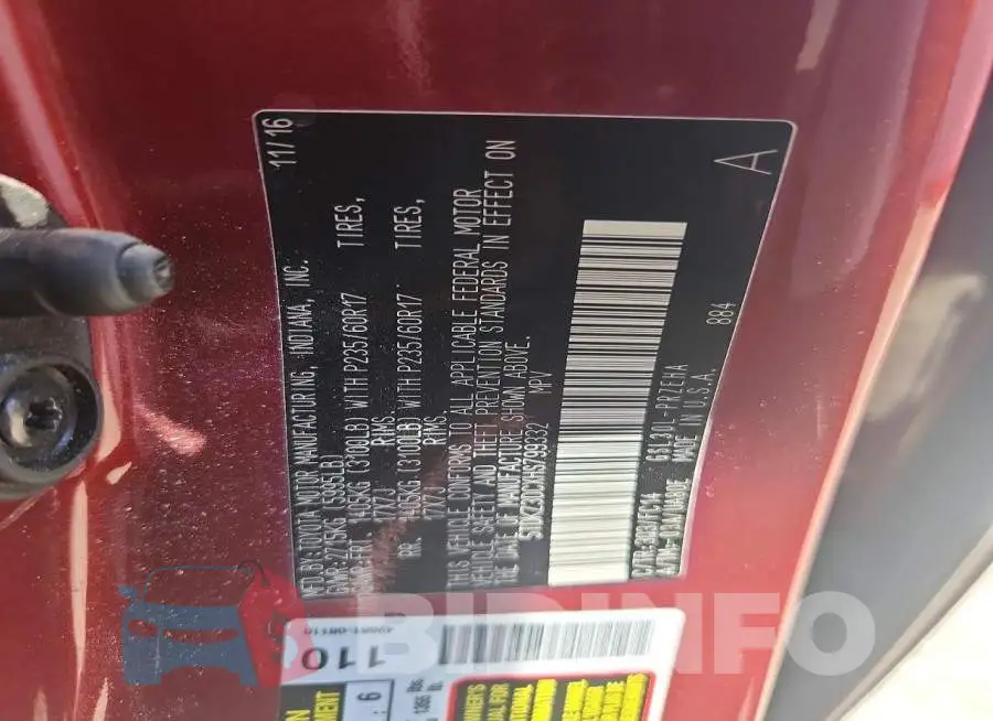 5TDKZ3DCXHS799332 Photo# 13