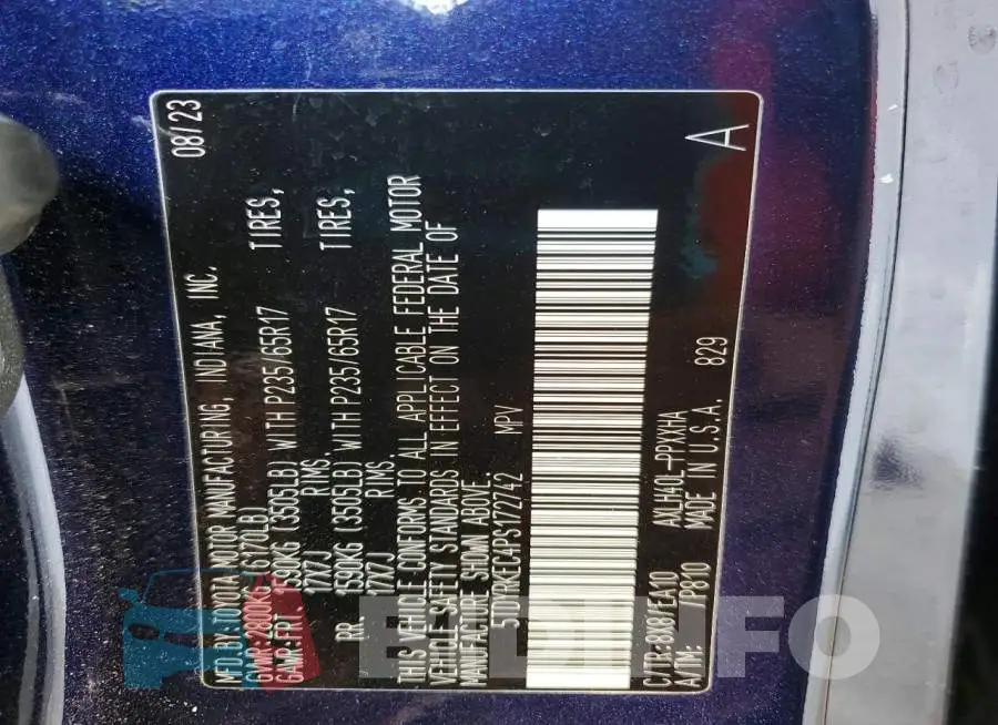 5TDYRKEC4PS172742 Photo# 13