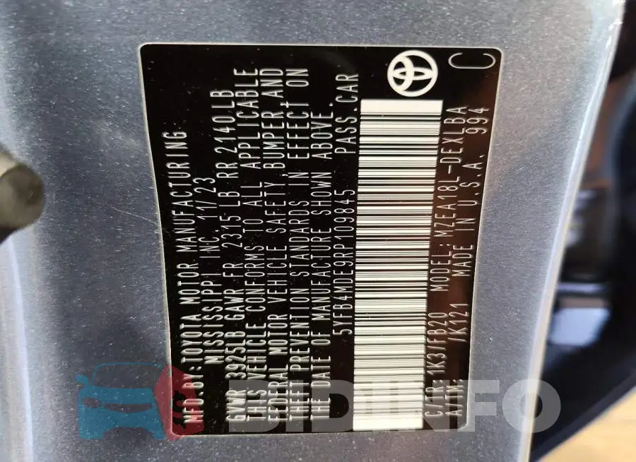 5YFB4MDE9RP109845 Photo# 12