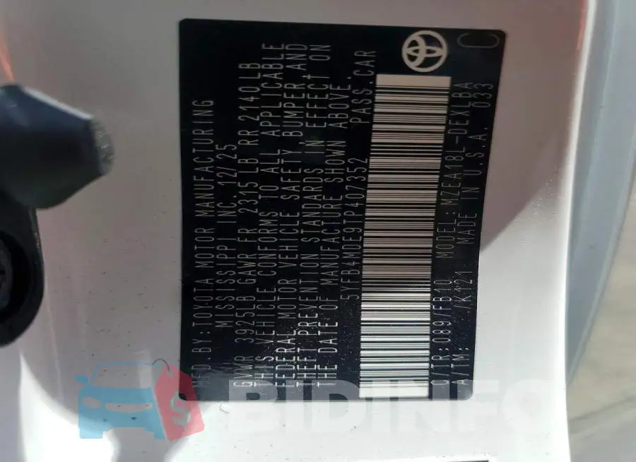 5YFB4MDE9TP407352 Photo# 12
