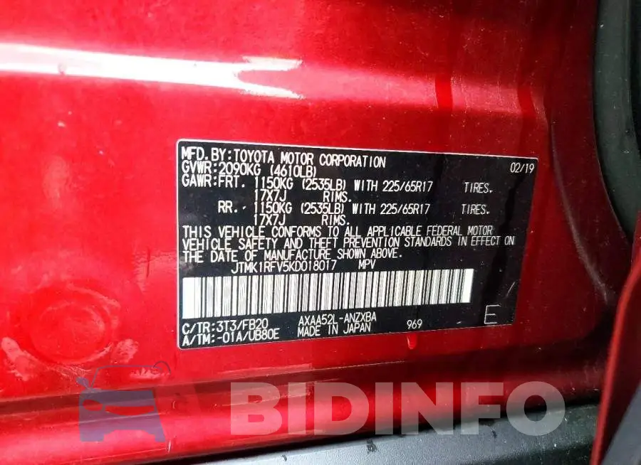 JTMK1RFV5KD018017 Photo# 13