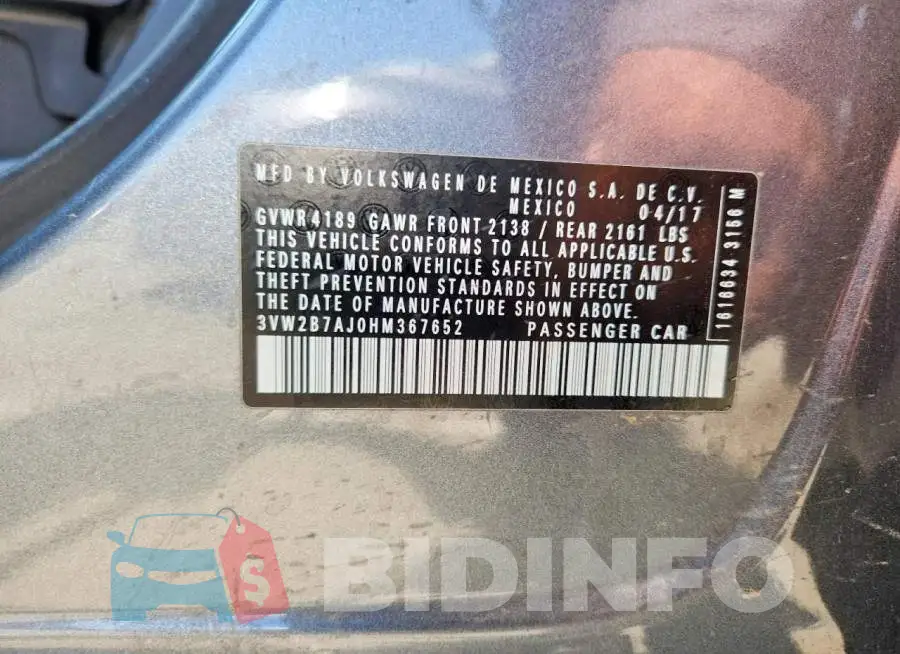 3VW2B7AJ0HM367652 Photo# 12