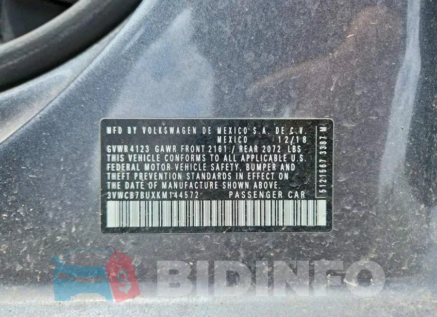 3VWCB7BUXKM144572 Photo# 12