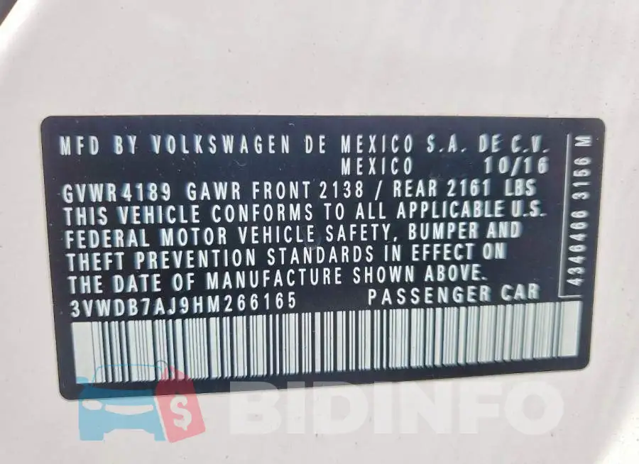 3VWDB7AJ9HM266165 Photo# 12