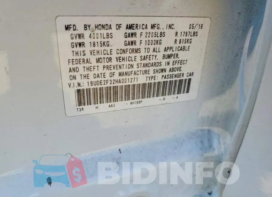 19UDE2F32HA001271 Photo# 13