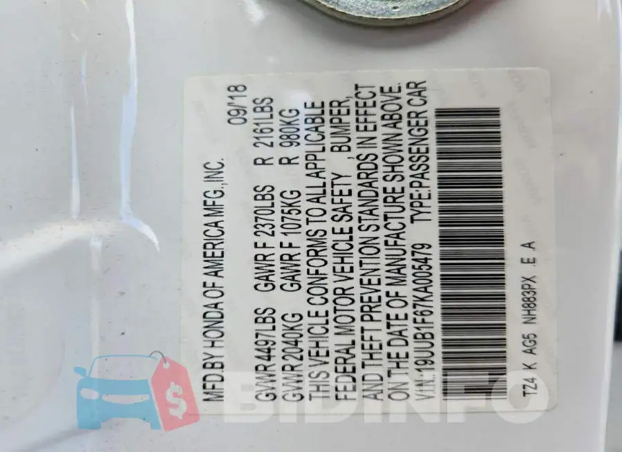 19UUB1F67KA005479 Photo# 13