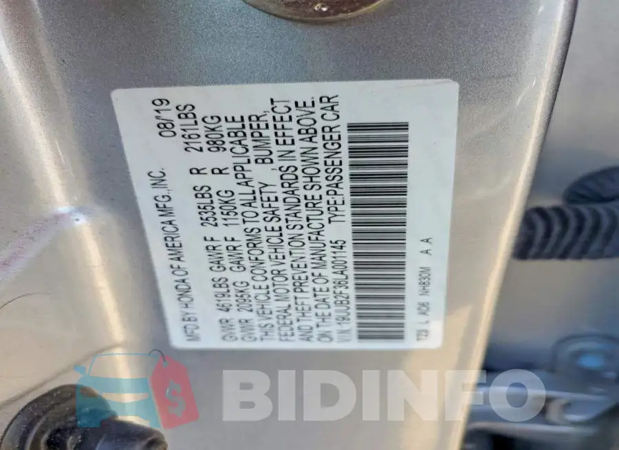 19UUB2F36LA001145 Photo# 13