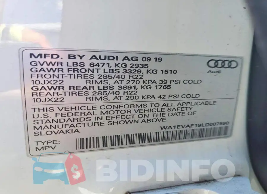 WA1EVAF18LD007590 Photo# 13