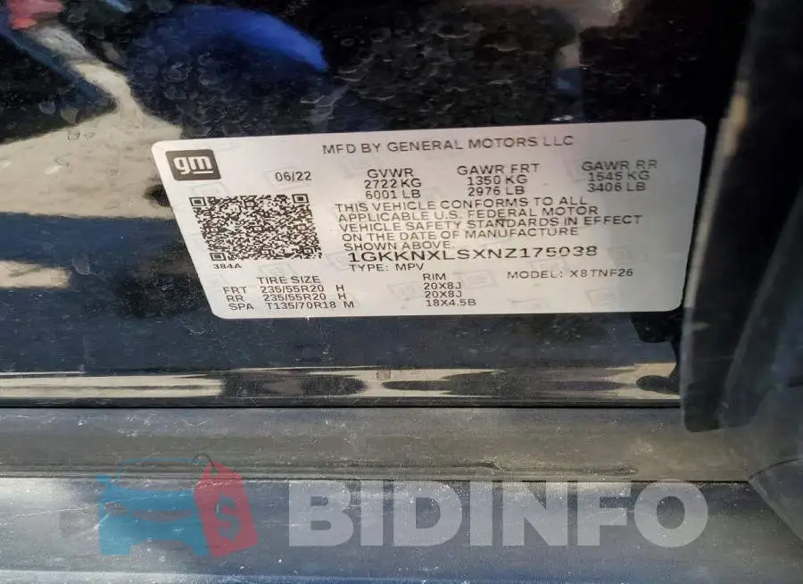 1GKKNXLSXNZ175038 Photo# 14