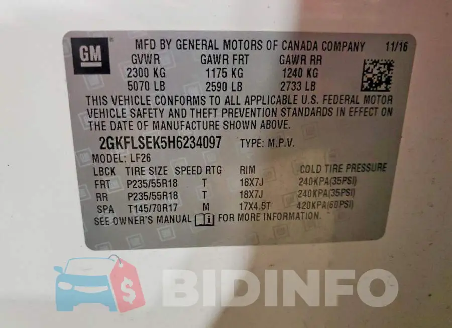 2GKFLSEK5H6234097 Photo# 13