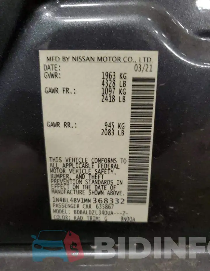1N4BL4BV1MN368332 Photo# 13