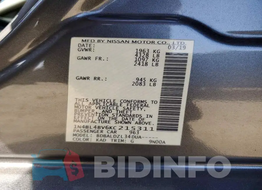 1N4BL4BV6KC215311 Photo# 12