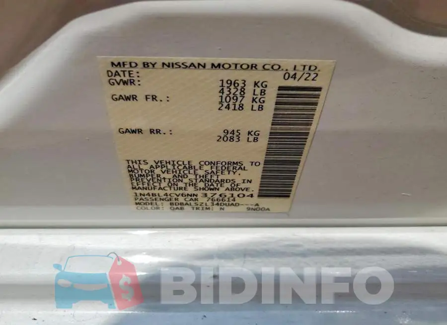 1N4BL4CV6NN376104 Photo# 12