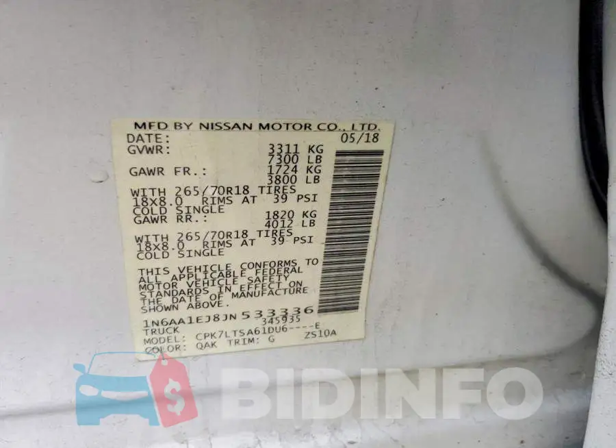 1N6AA1EJ8JN533336 Photo# 12