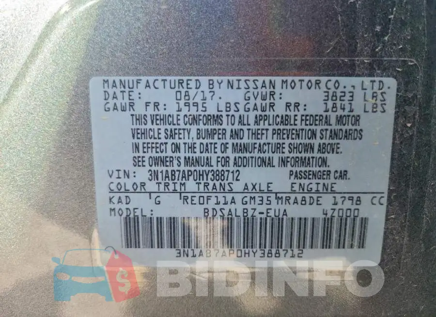 3N1AB7AP0HY388712 Photo# 13